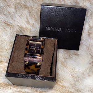Michael Kors Tortoise Cuff Bangle Bracelet Watch